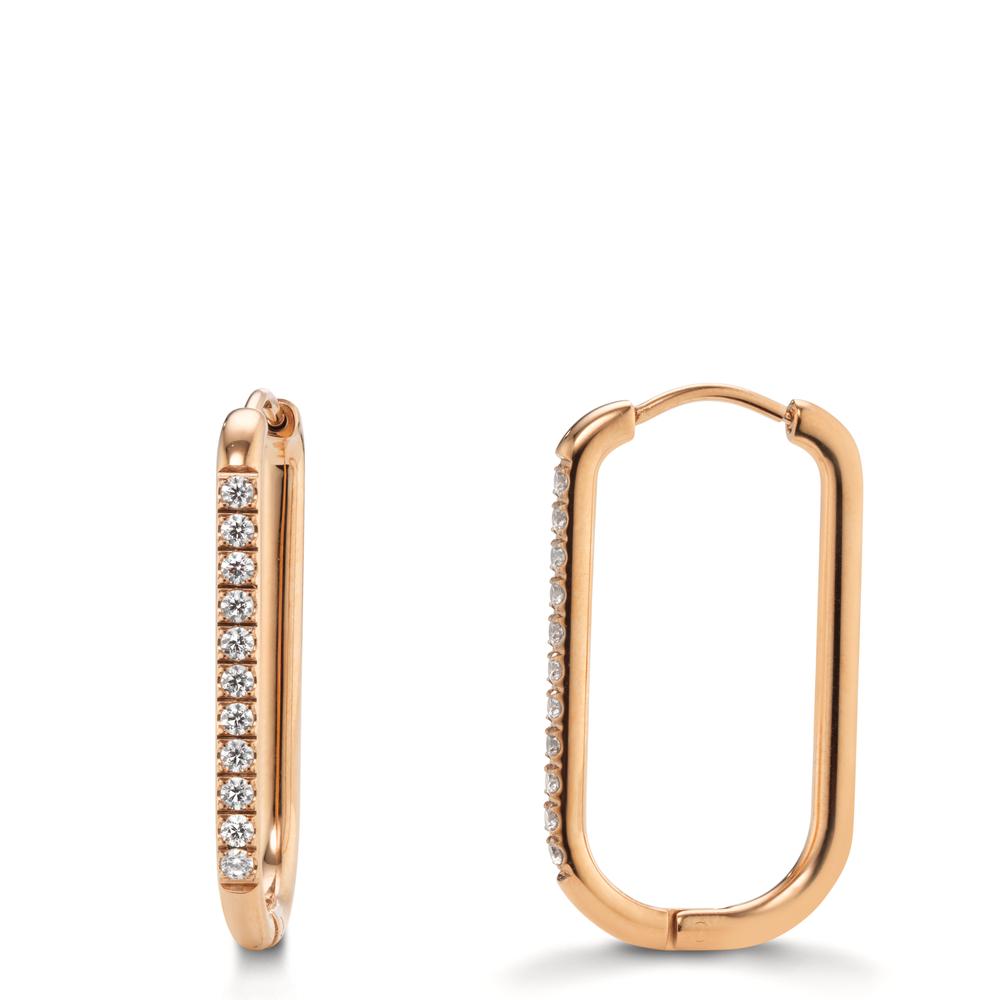Créoles à charnières Acier inoxydable Zircone 22 Pierres rosé PVD-609493
