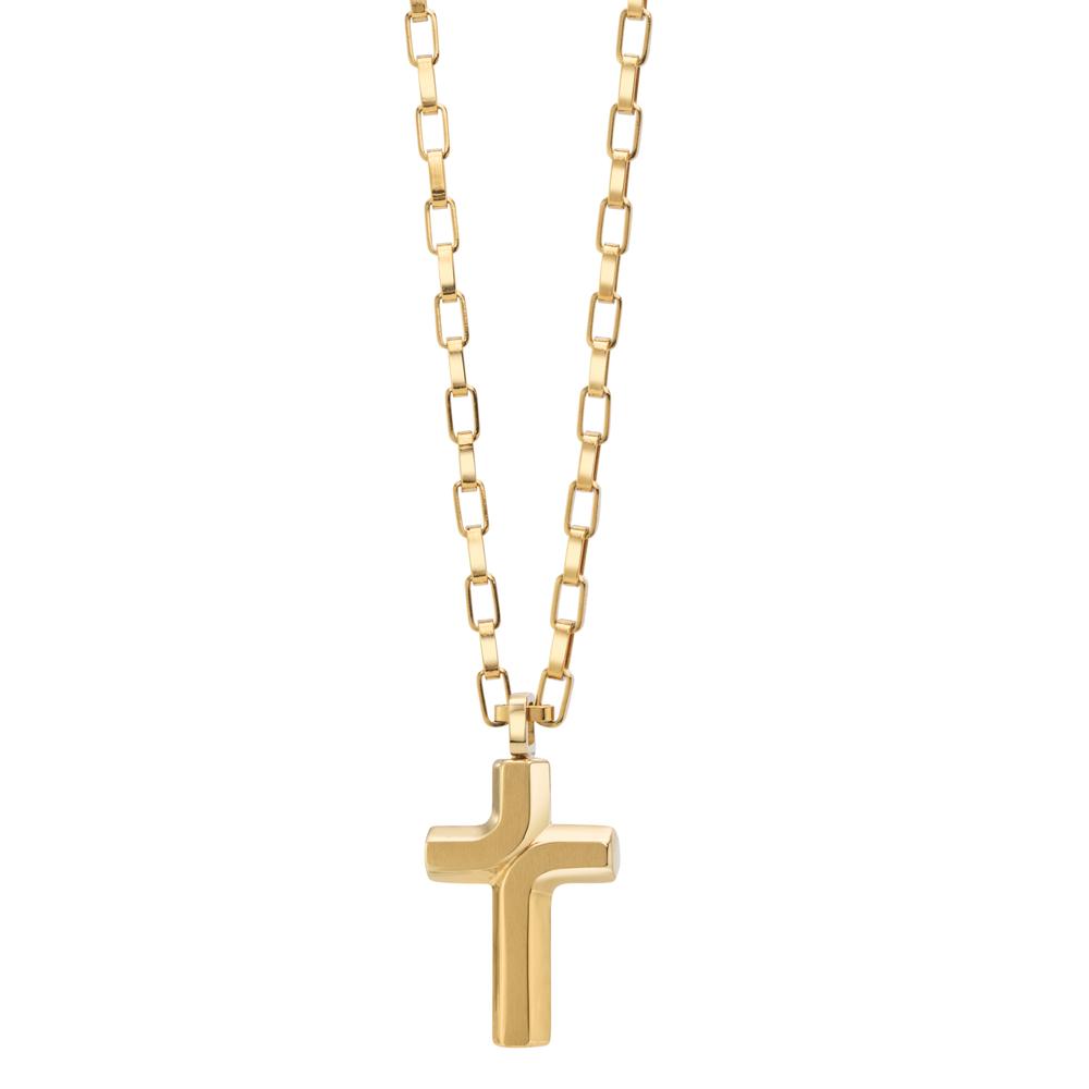 Collier Acier inoxydable jaune PVD Croix 45 cm-609541