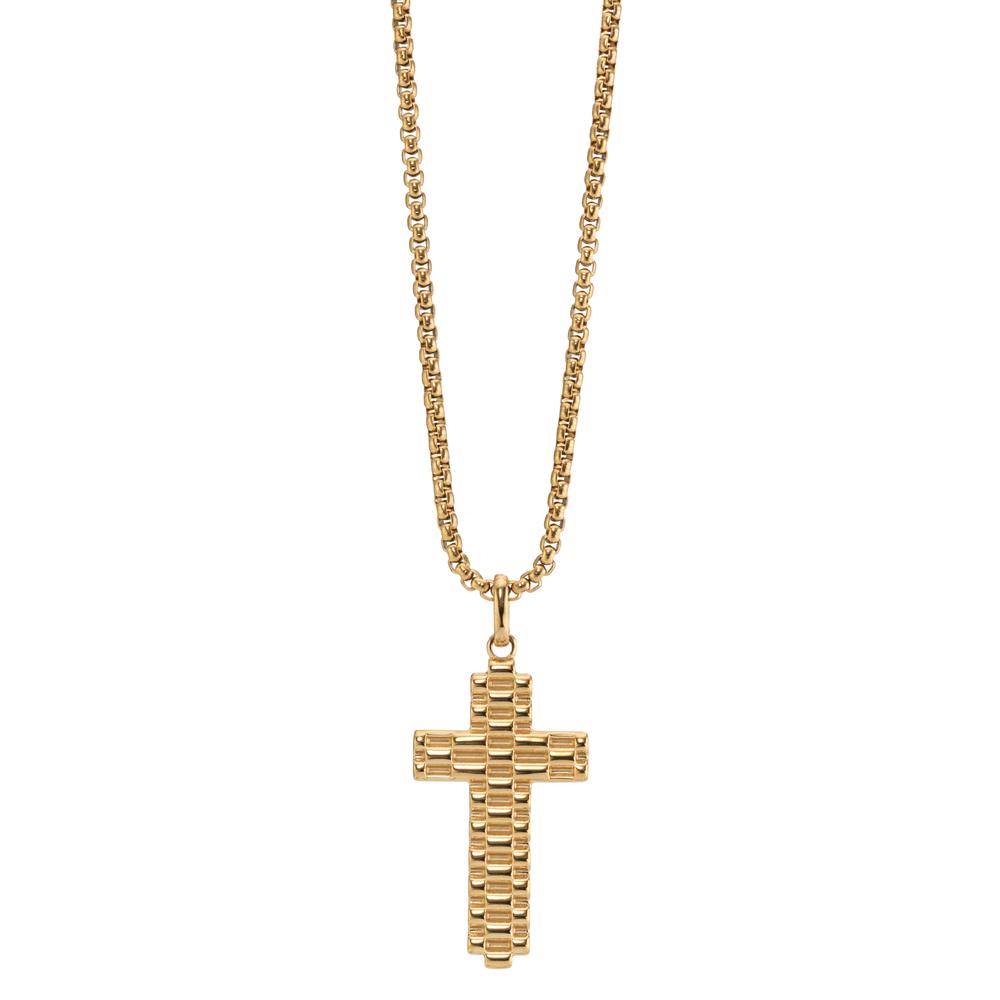 Collier Acier inoxydable jaune PVD Croix 55 cm-609542
