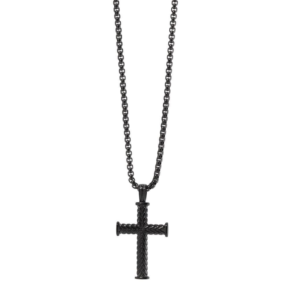 Collier Acier inoxydable noir PVD Croix 55 cm-609546