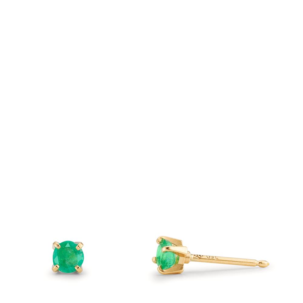 Clous d'oreilles Or jaune 18K Émeraude 2 Pierres Ø3 mm-609566