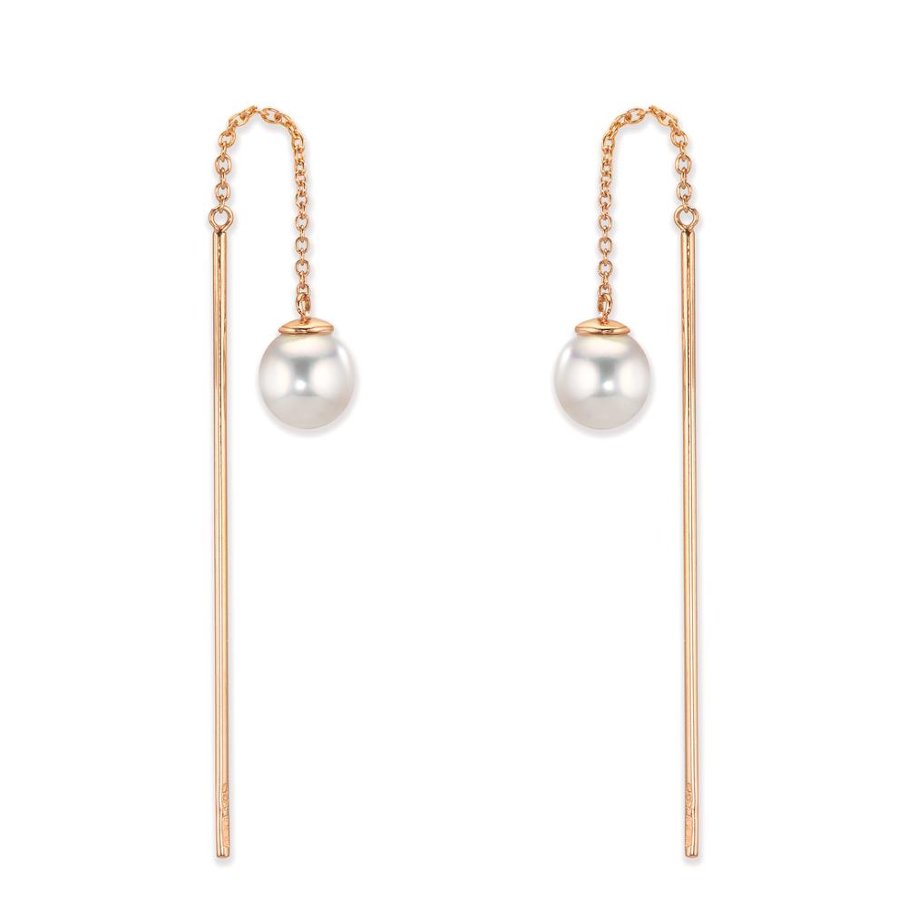 Boucles d'oreilles pendantes Or rouge 18K perle Akoya, 2 Perles 6-6.5 mm-609731