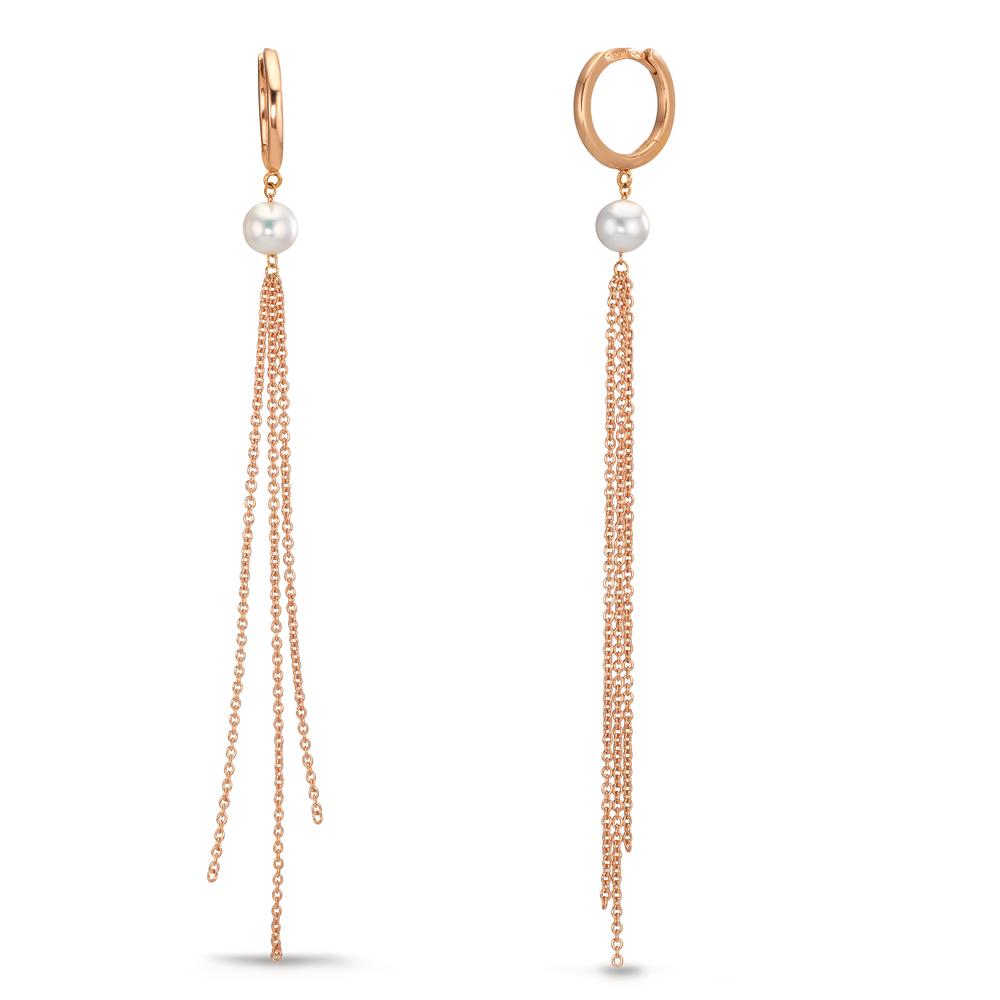 Créoles à charnières Or rouge 18K perle d'eau douce, 2 Perles-609737