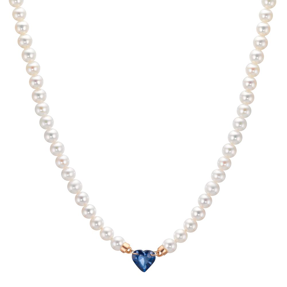 Collier Or rouge 18K Saphir 0.58 ct perle d'eau douce, 3.5 mm Coeur 40-44 cm-609741