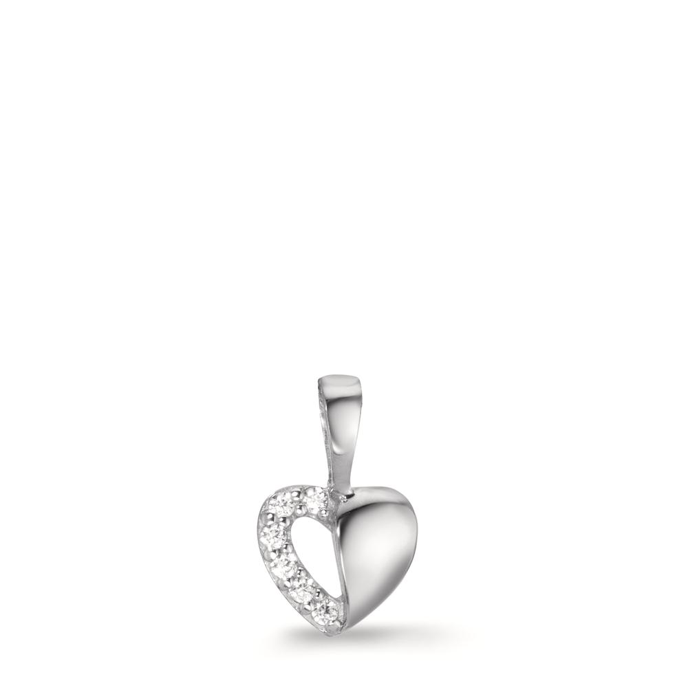 Pendentif Or blanc 9K Zircone 6 Pierres Coeur Ø6 mm-609815