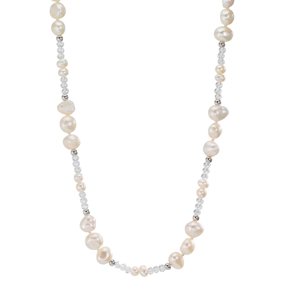 Collier Acier inoxydable Cristal blanc perle d'eau douce 90 cm-609901