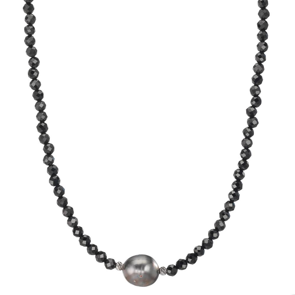 Collier Acier inoxydable Spinelle noir, 3 mm perle de Tahiti 43-47 cm-609913