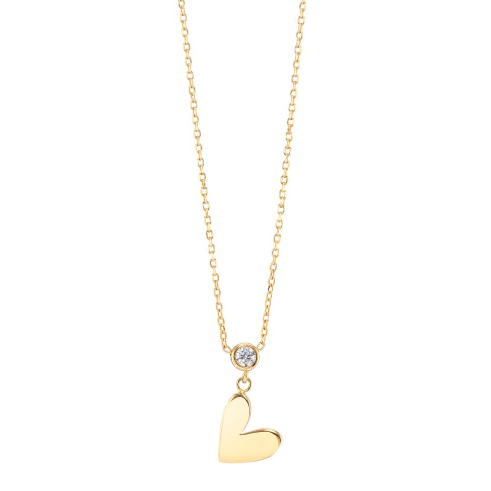 Collier Argent Zircone jaune Plaqué or Coeur 42-45 cm-609943