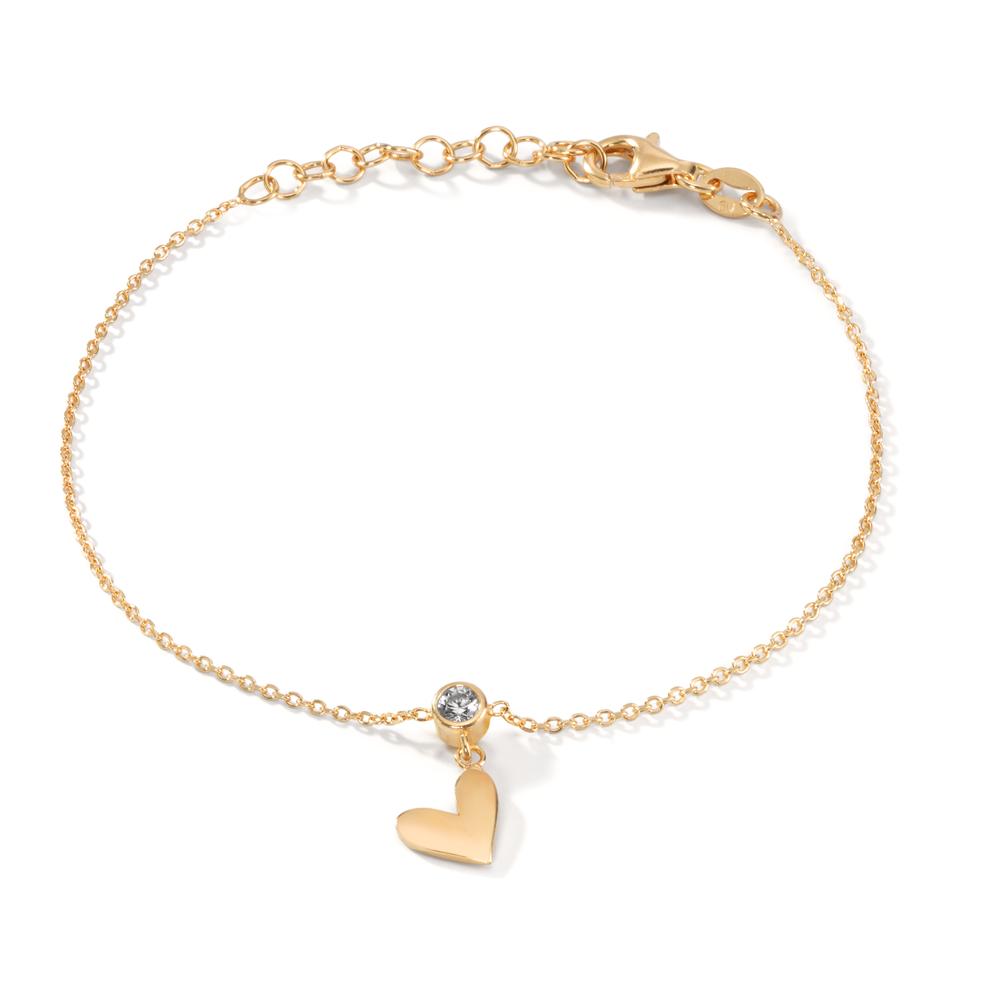 Bracelet Argent Zircone jaune Plaqué or Coeur 17-20 cm-609944