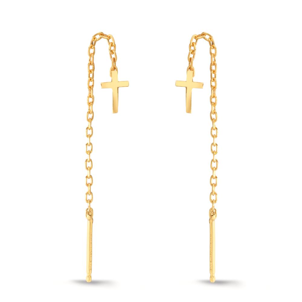 Boucles d'oreilles pendantes Argent jaune Plaqué or Croix-609956