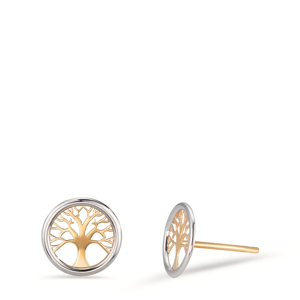Clous d'oreilles Or jaune 14K Bicolore Arbre de la vie Ø8 mm-609966