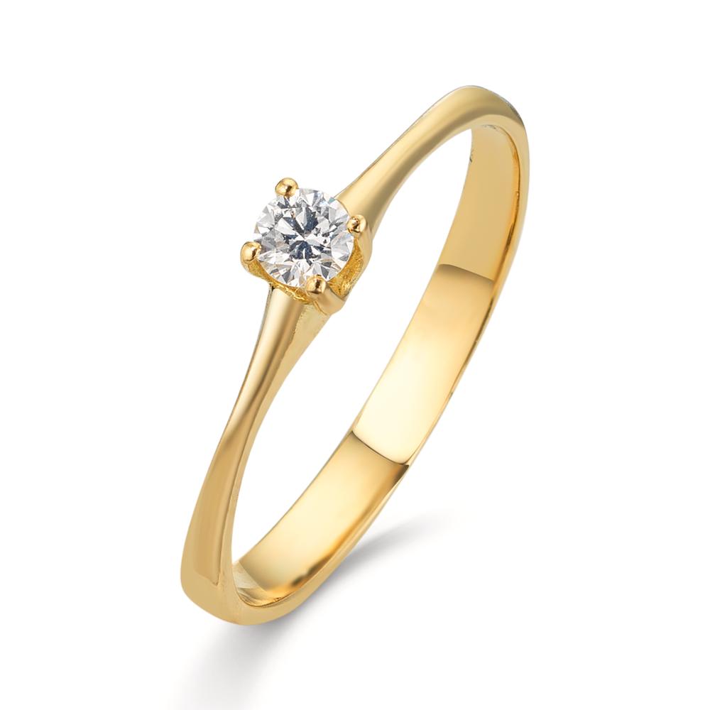 Solitär Ring 750/18 K Gelbgold Diamant 0.09 ct, w-si-609972