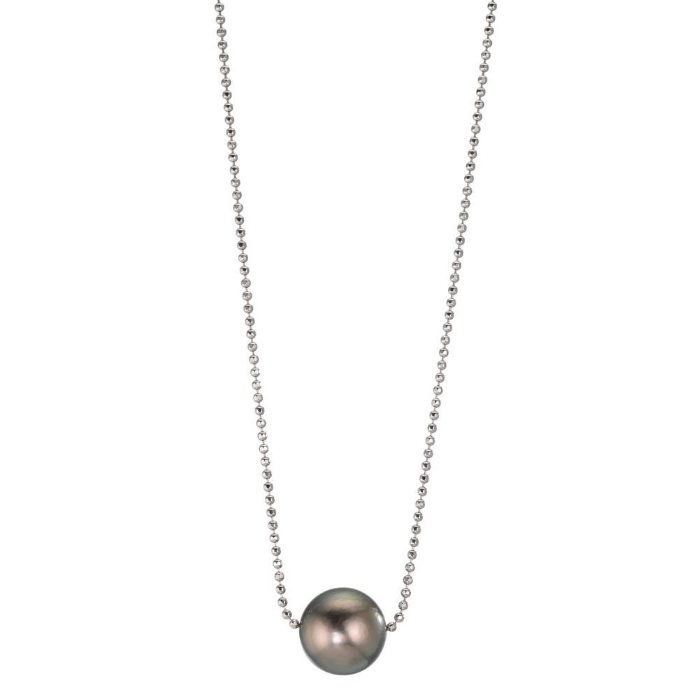 Collier Argent Rhodié perle de Tahiti, 10 mm 38-50 cm-609995