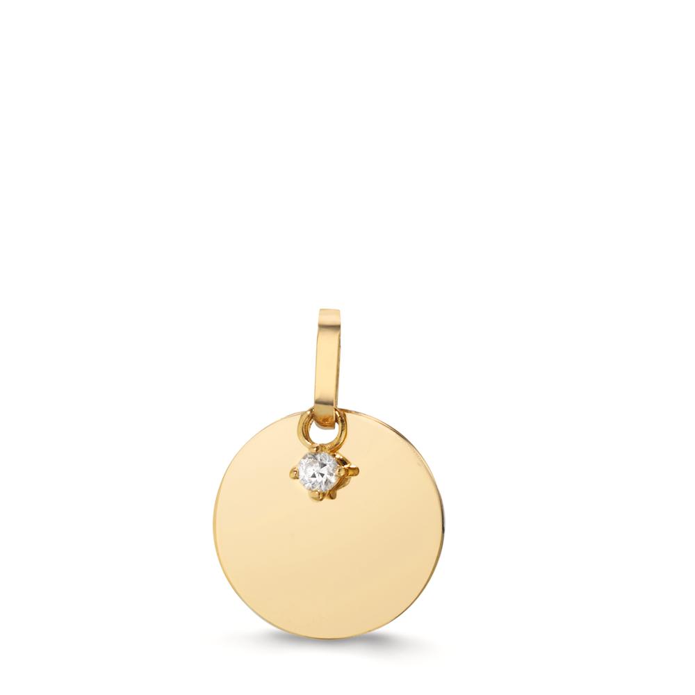 Pendentif Or jaune 9K Diamant 0.032 ct, w-si Ø12 mm-609997