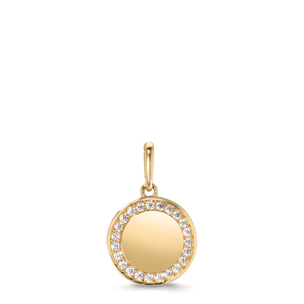 Pendentif Or jaune 9K Zircone Ø10 mm-610007