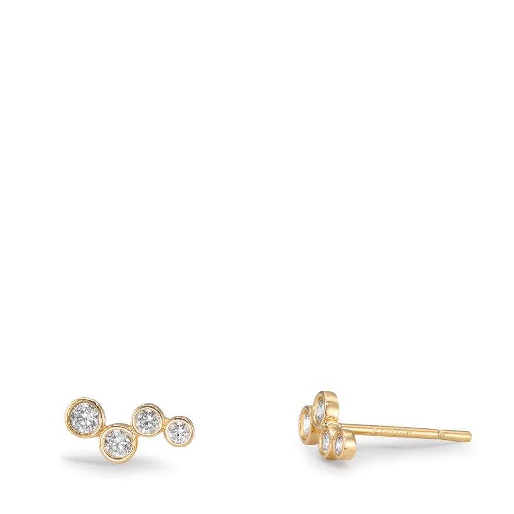 Clous d'oreilles Or jaune 9K Zircone 8 Pierres-610009