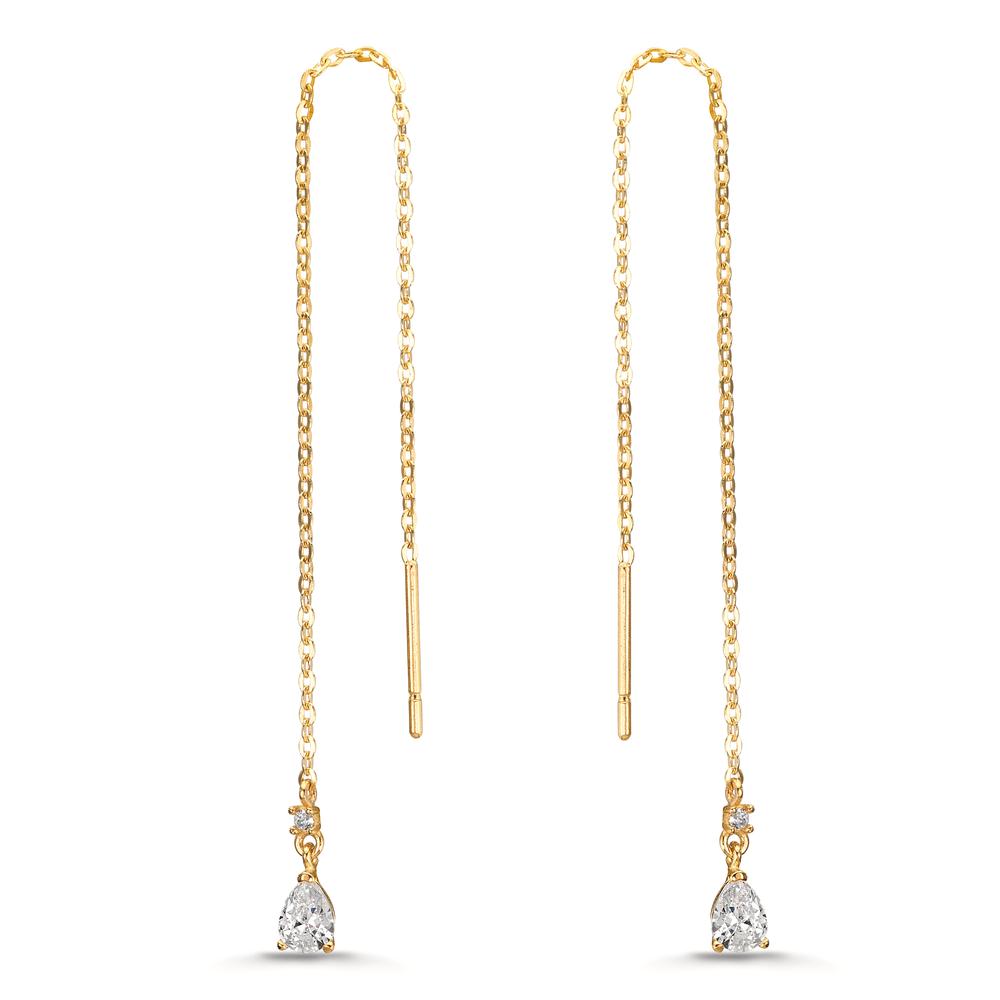Boucles d'oreilles pendantes Or jaune 9K Zircone 4 Pierres-610042