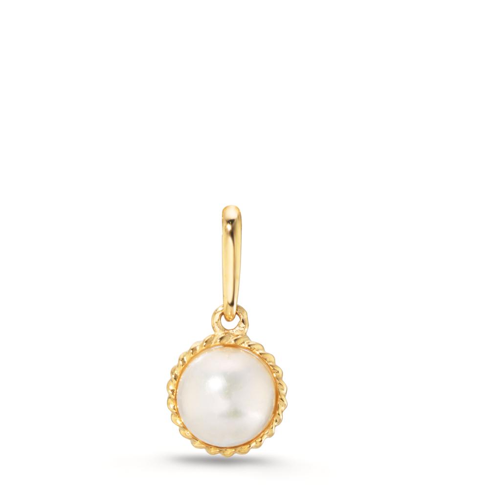 Pendentif Or jaune 9K perle d'eau douce, 5 mm Ø6 mm-610056