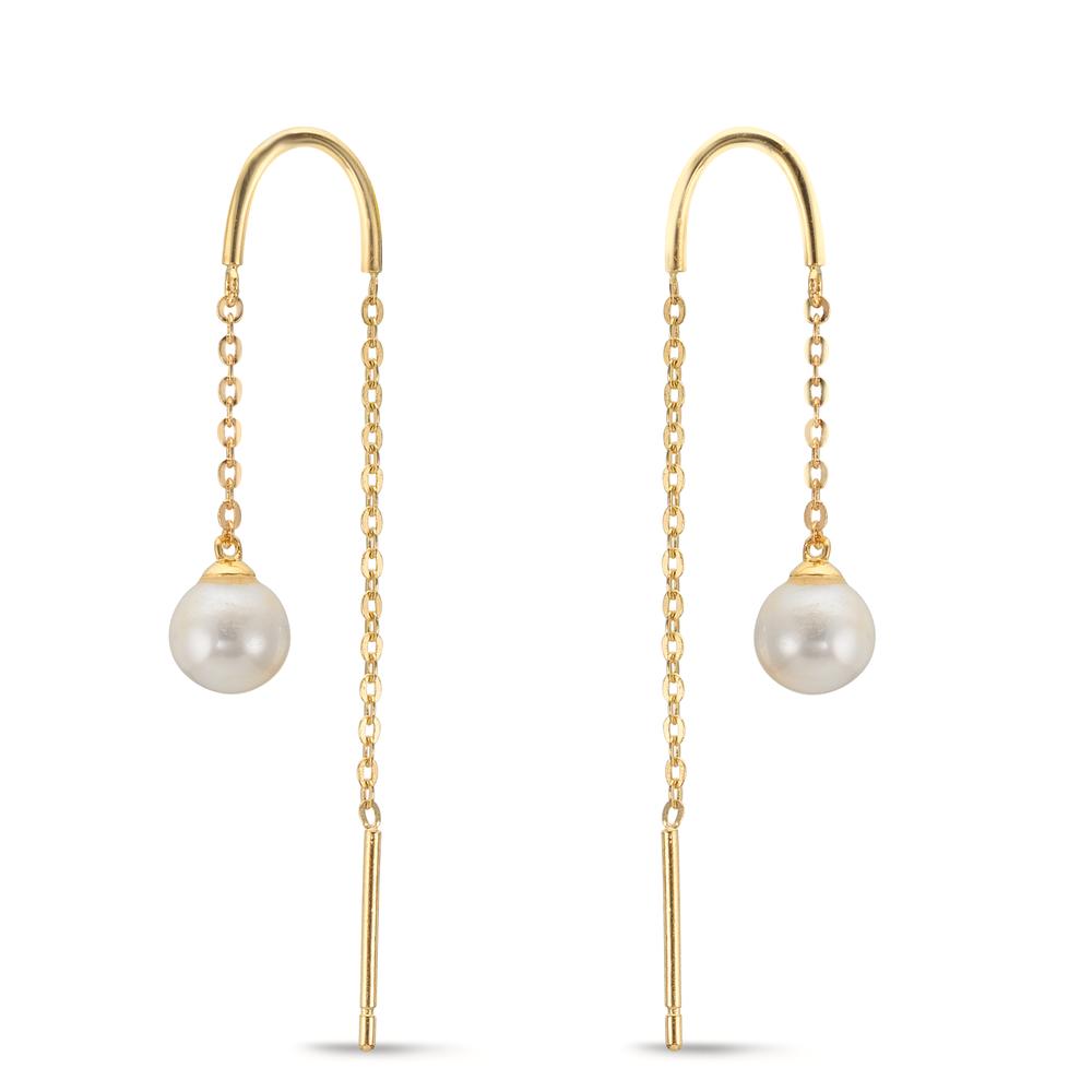Durchziehohrhänger 375/9 K Gelbgold Süsswasserzuchtperle, 2 Perlen 5-5.5 mm-610060