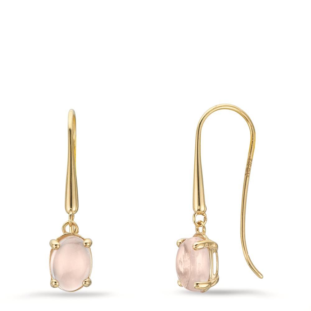 Pendant d'oreilles Or jaune 9K Quartz rose, 2 Pierres-610063