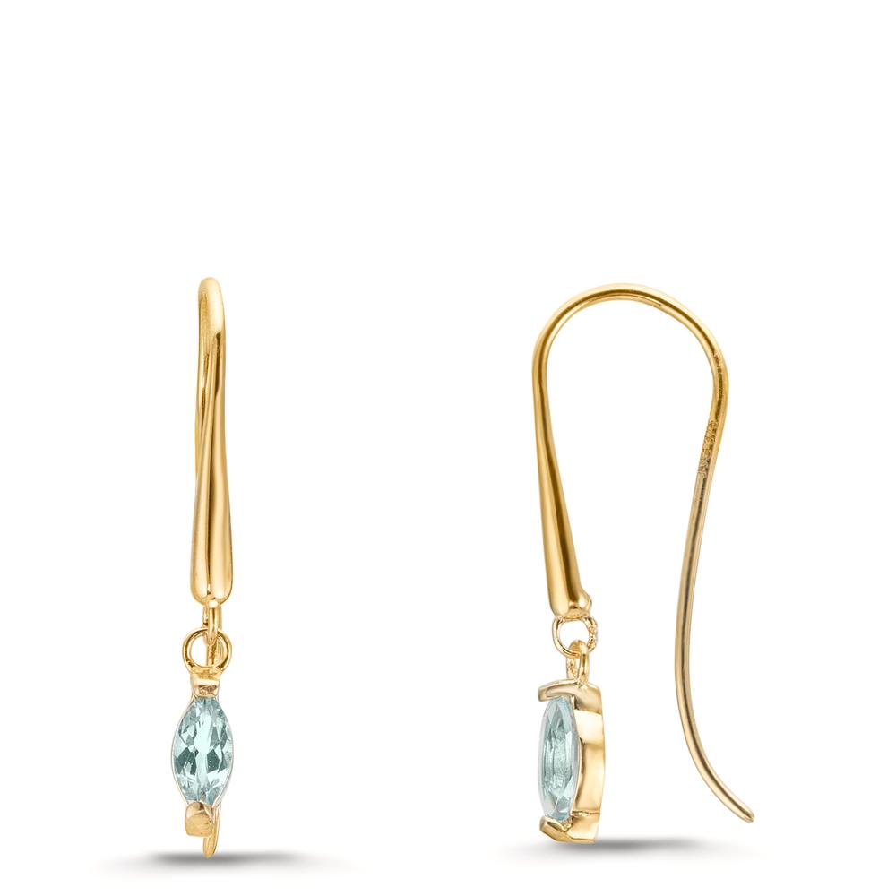Pendant d'oreilles Or jaune 9K Topaze bleu clair, 2 Pierres-610066