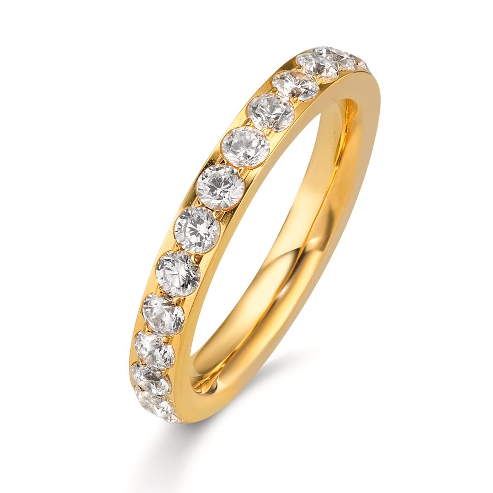 Bague d'éternité Acier inoxydable Zircone blanc jaune PVD-610157