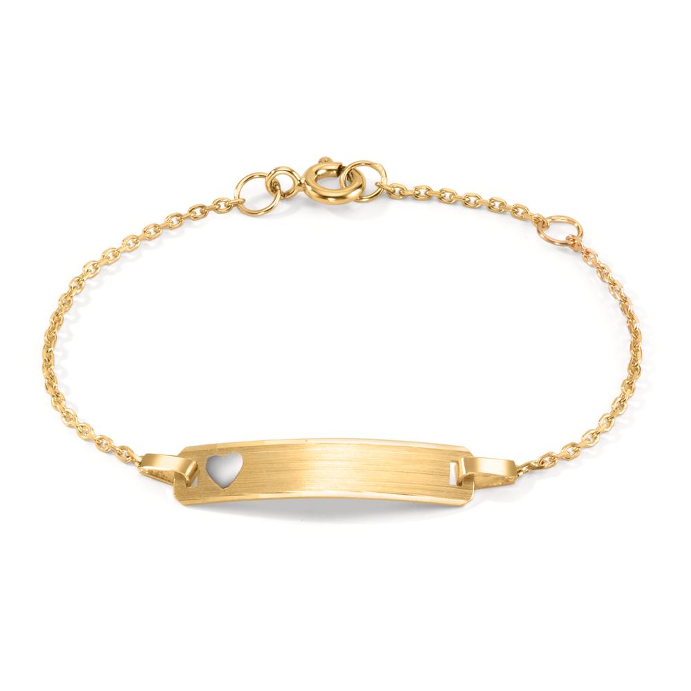 Gourmette avec gravure Or jaune 14K Bicolore Coeur 12-14 cm-610239