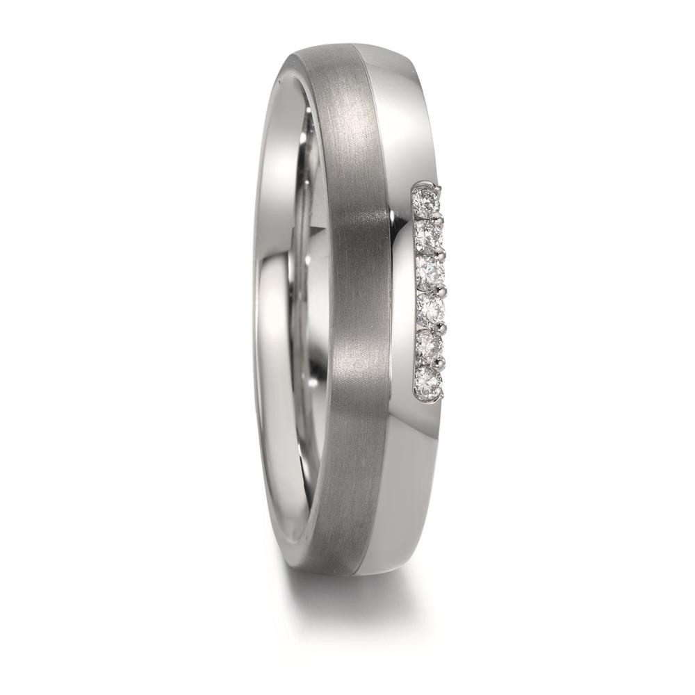 Partnerring Edelstahl, Titan Diamant 0.09 ct, 5 Steine, w-si-610271