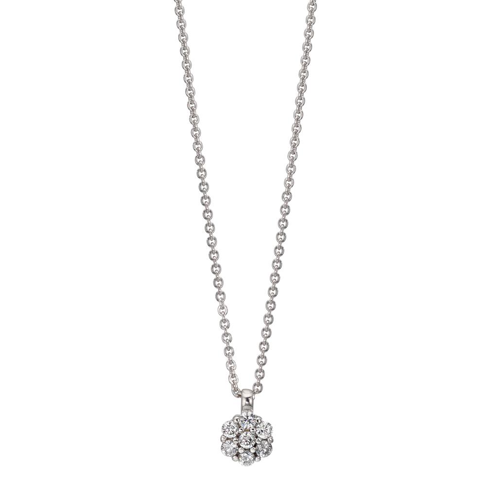 Collier Silber Zirkonia 7 Steine rhodiniert Blume 38 cm-610317