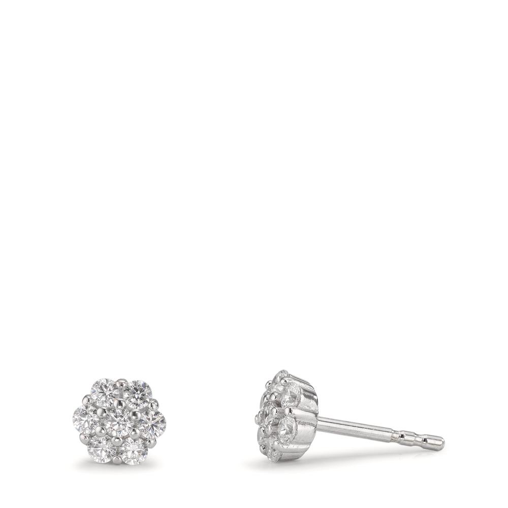 Ohrstecker Silber Zirkonia 14 Steine rhodiniert Blume-610319