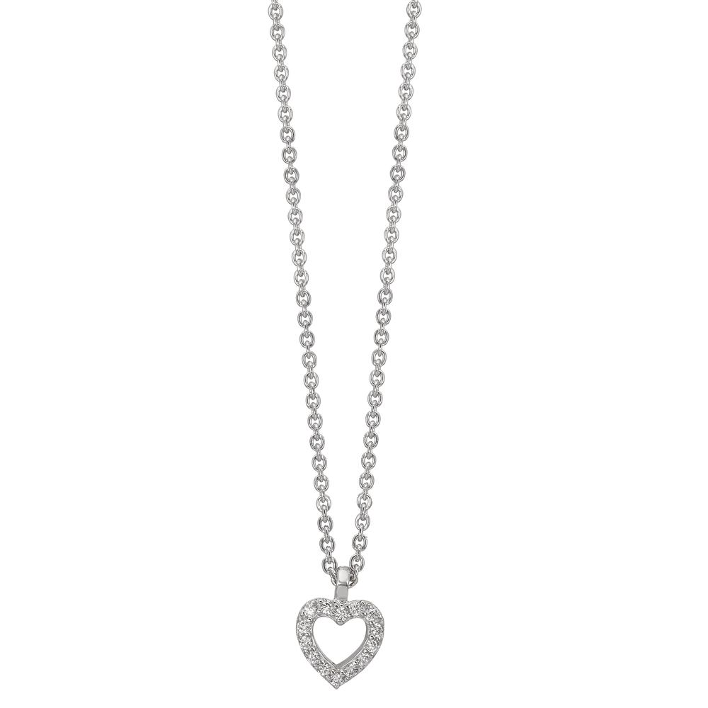 Collier Silber Zirkonia 16 Steine rhodiniert Herz 38-42 cm verstellbar-610323