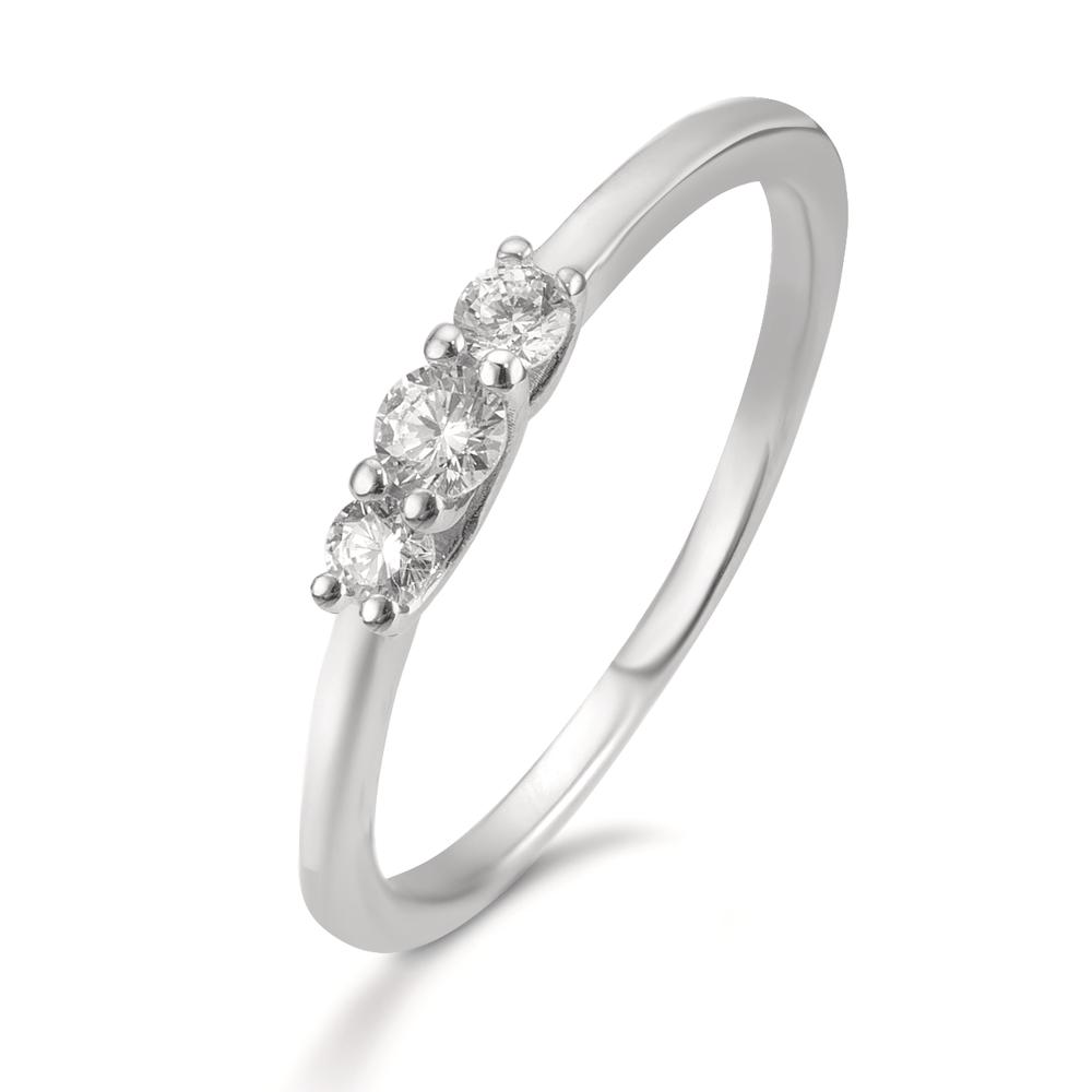 Bague Argent Zircone 3 Pierres Rhodié-610326