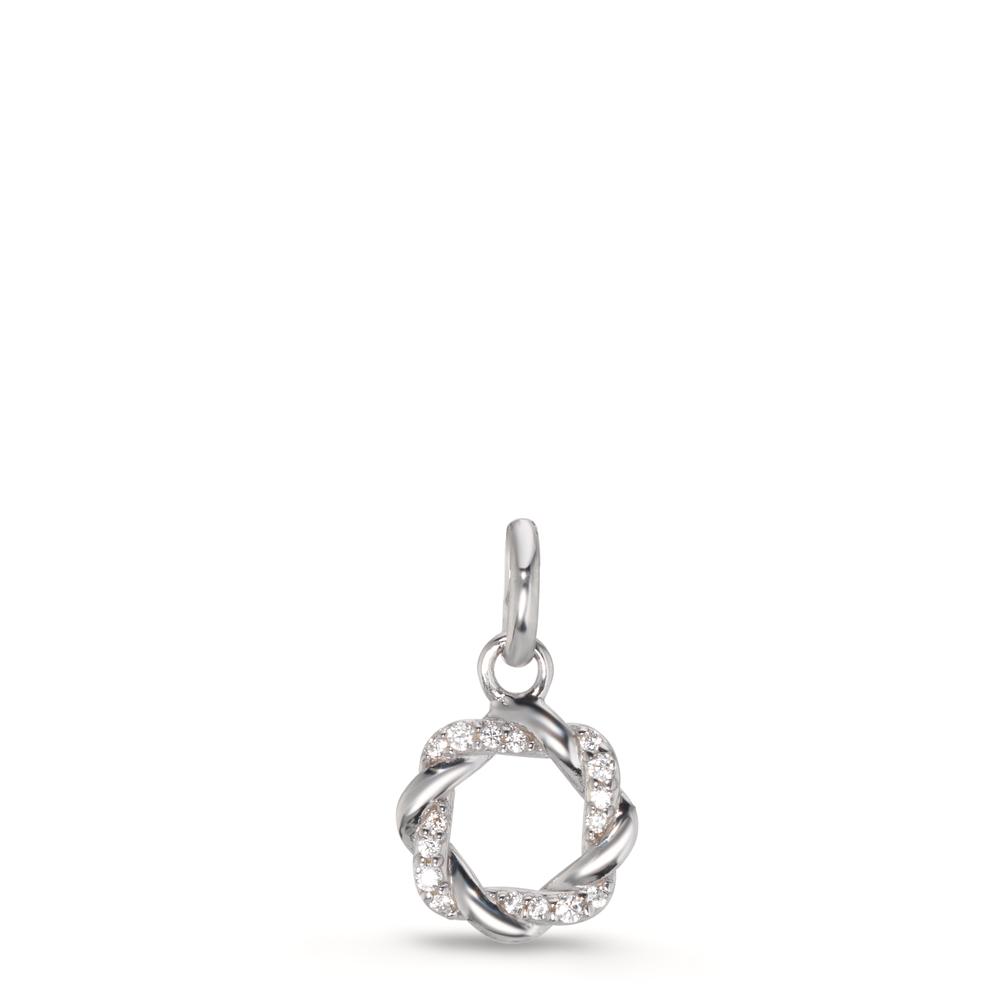 Pendentif Argent Zircone 12 Pierres Rhodié Ø8.5 mm-610330