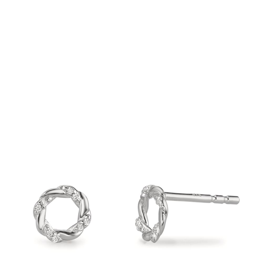 Ohrstecker Silber Zirkonia 16 Steine rhodiniert Ø6.5 mm-610331