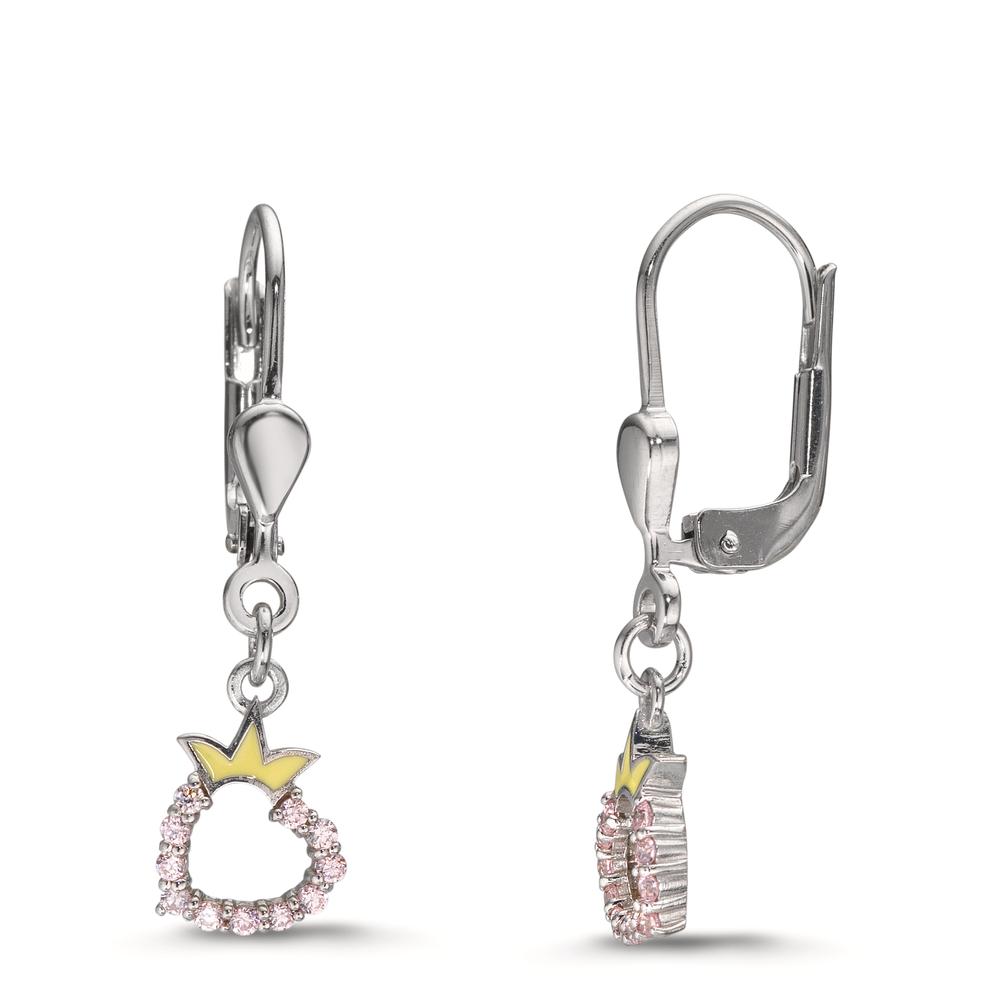 Pendant d'oreilles Argent Zircone rose Rhodié Coeur-610339