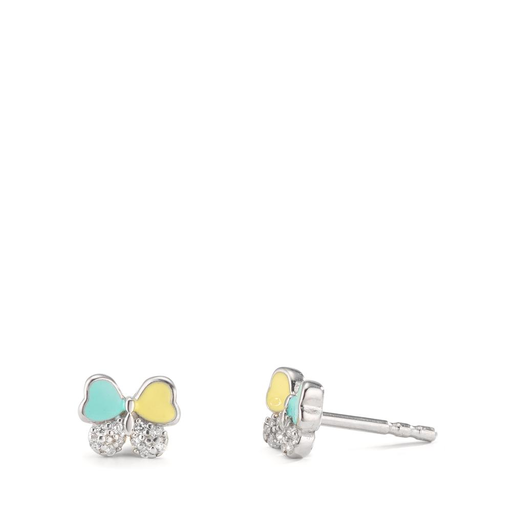 Ohrstecker Silber Zirkonia 20 Steine rhodiniert Schmetterling Ø6 mm-610347