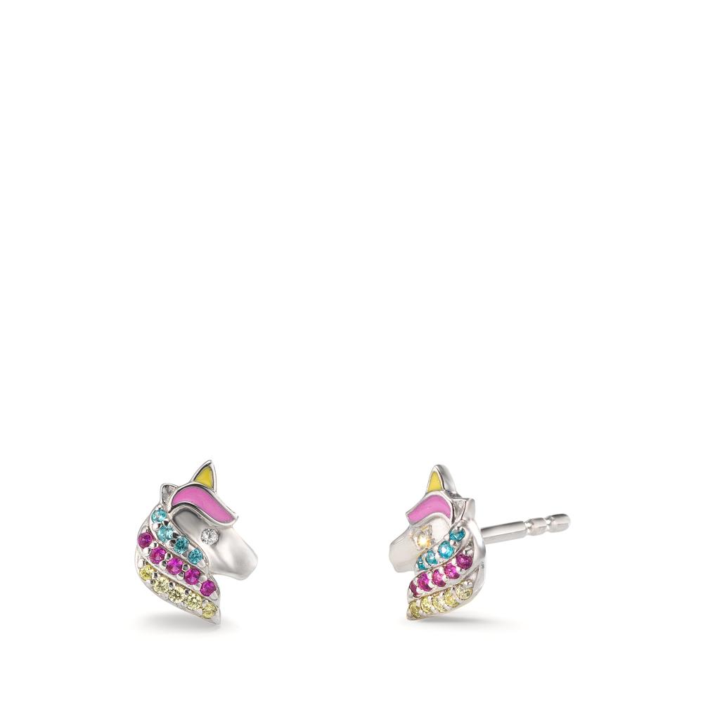 Clous d'oreilles Argent Zircone coloré Rhodié Cheval Ø7 mm-610369