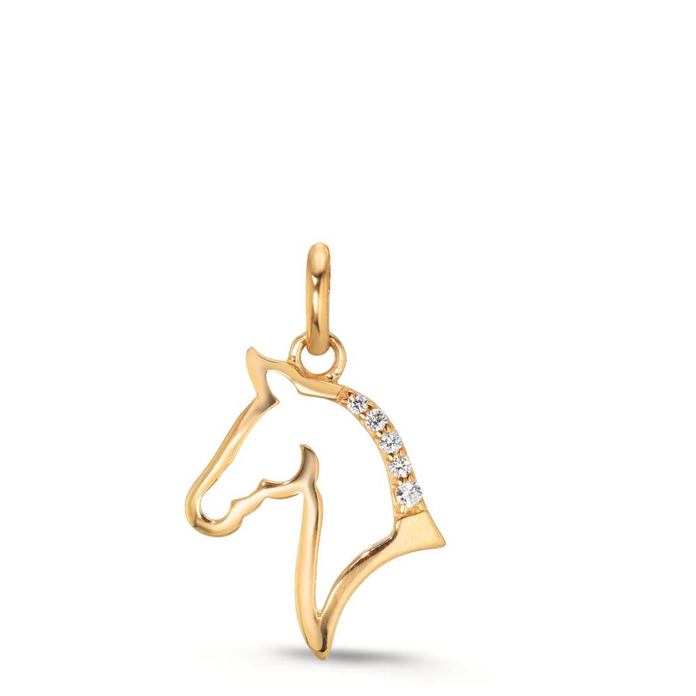 Pendentif Argent Zircone 5 Pierres jaune Plaqué or Cheval-610374