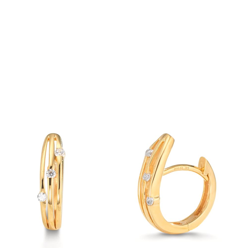 Créoles à charnières Argent Zircone 6 Pierres jaune Plaqué or-610379