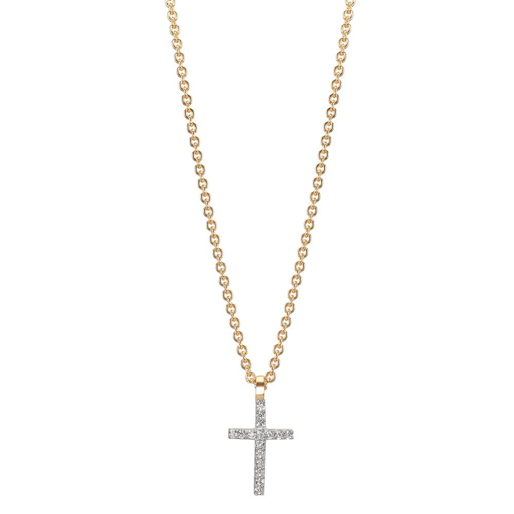 Collier Or jaune 9K Zircone 16 Pierres Croix 38-42 cm-610392