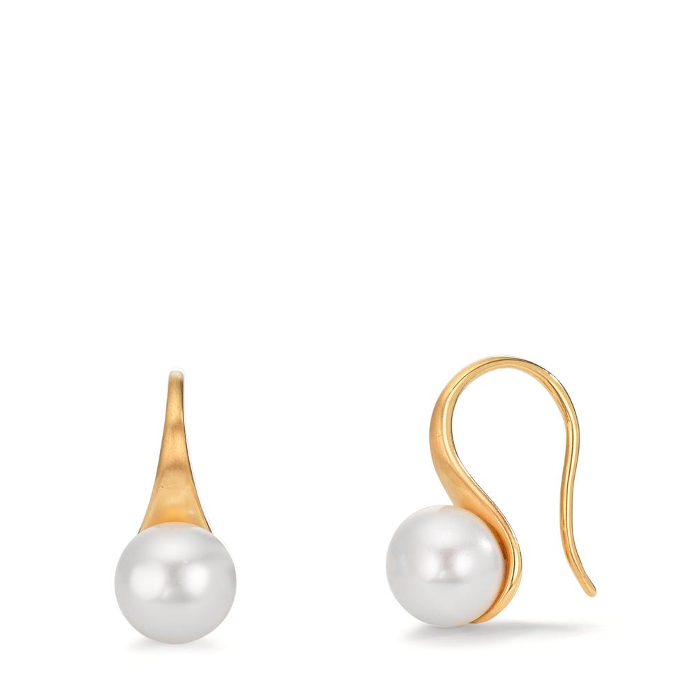 Pendant d'oreilles Or jaune 9K perle d'eau douce, 2 Perles, 8 mm-610397