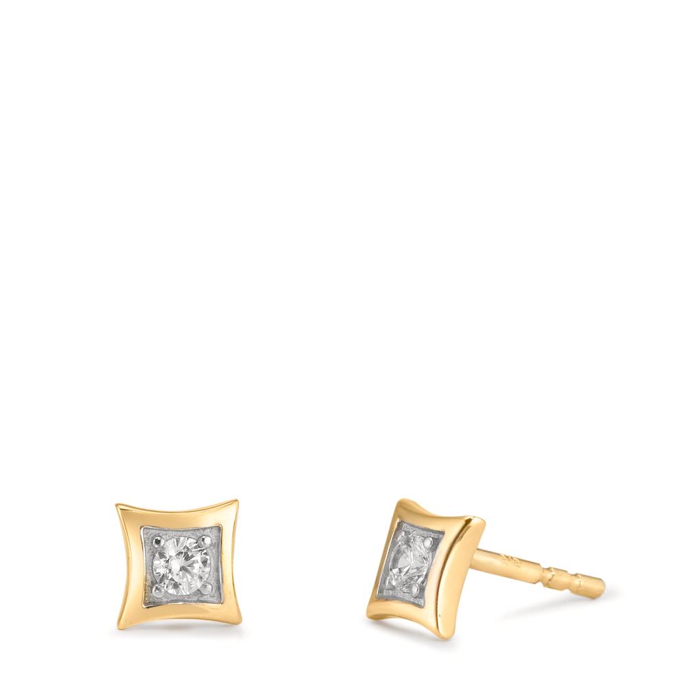 Clous d'oreilles Or jaune 9K Zircone 2 Pierres-610401