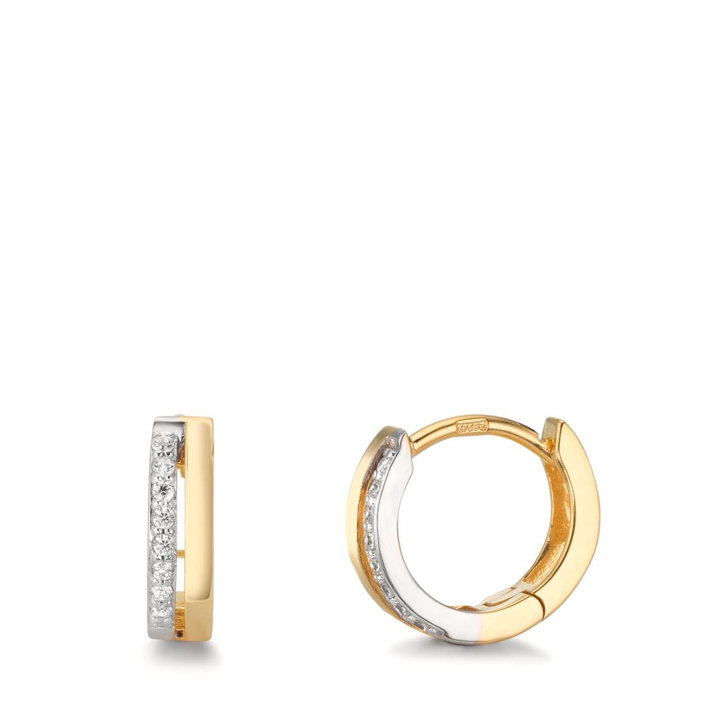 Créoles à charnières Or jaune 9K Zircone 16 Pierres Bicolore-610407
