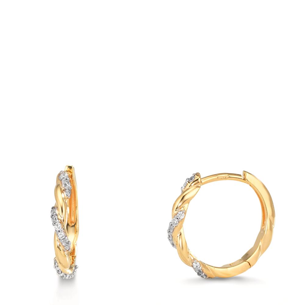 Créoles à charnières Or jaune 9K Zircone 30 Pierres-610413