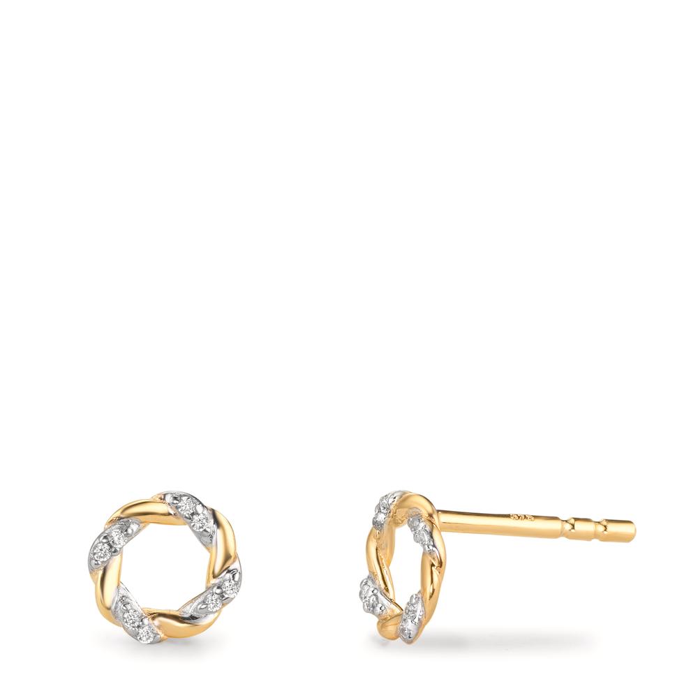 Clous d'oreilles Or jaune 9K Zircone 16 Pierres Ø6.5 mm-610415
