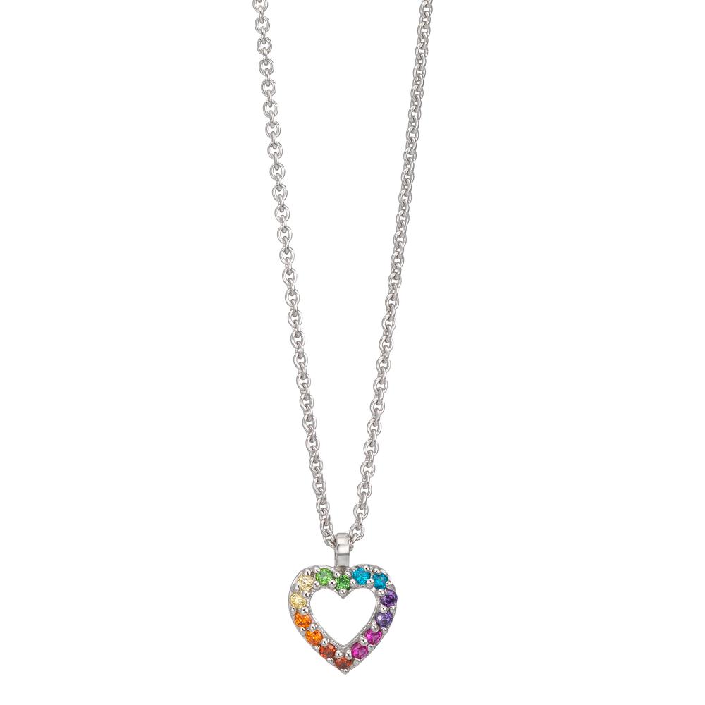 Chaînette avec pendentif Argent Zircone arc-en-ciel Rhodié Coeur 36-38 cm-610419