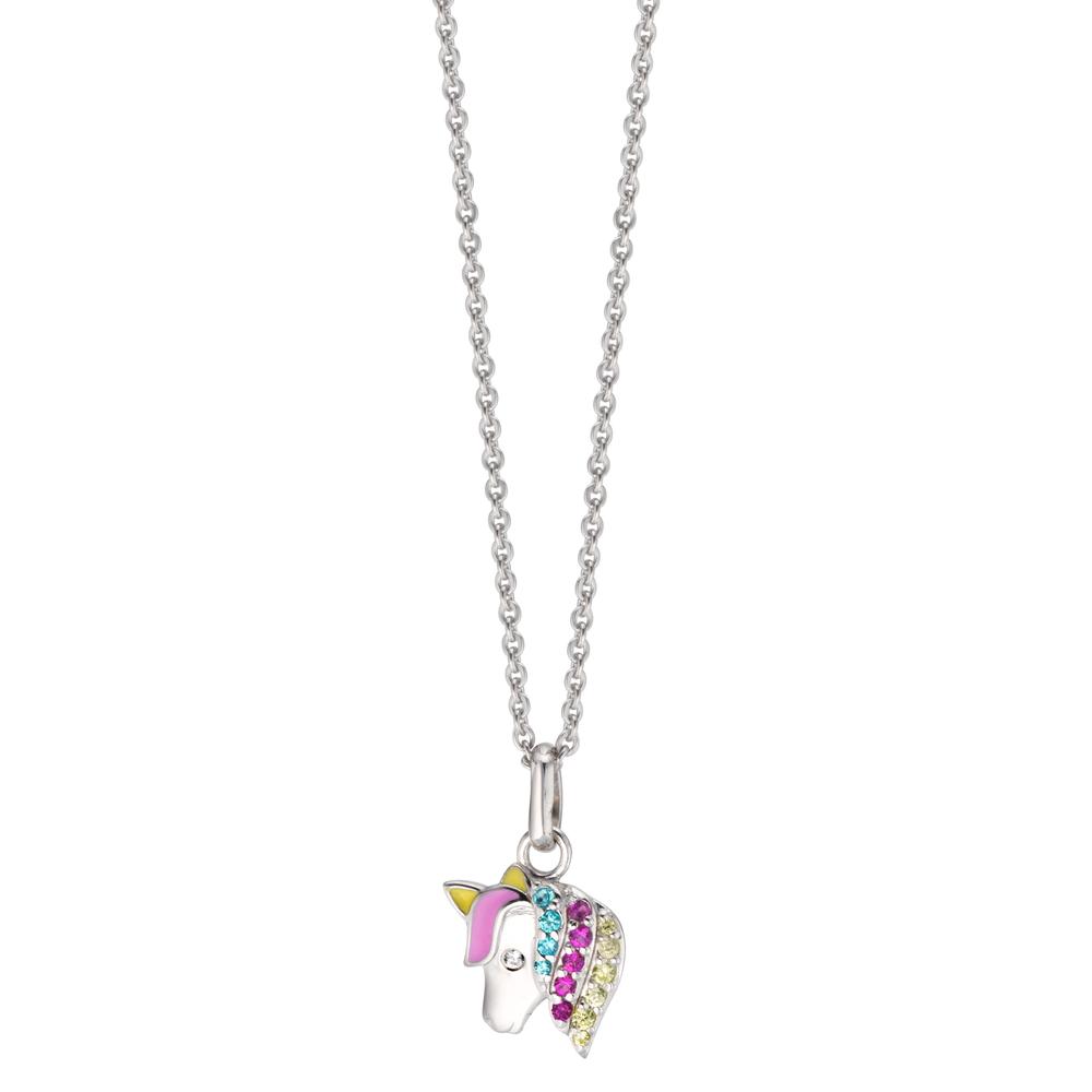 Chaînette avec pendentif Argent Zircone coloré Rhodié Cheval 36-38 cm-610421