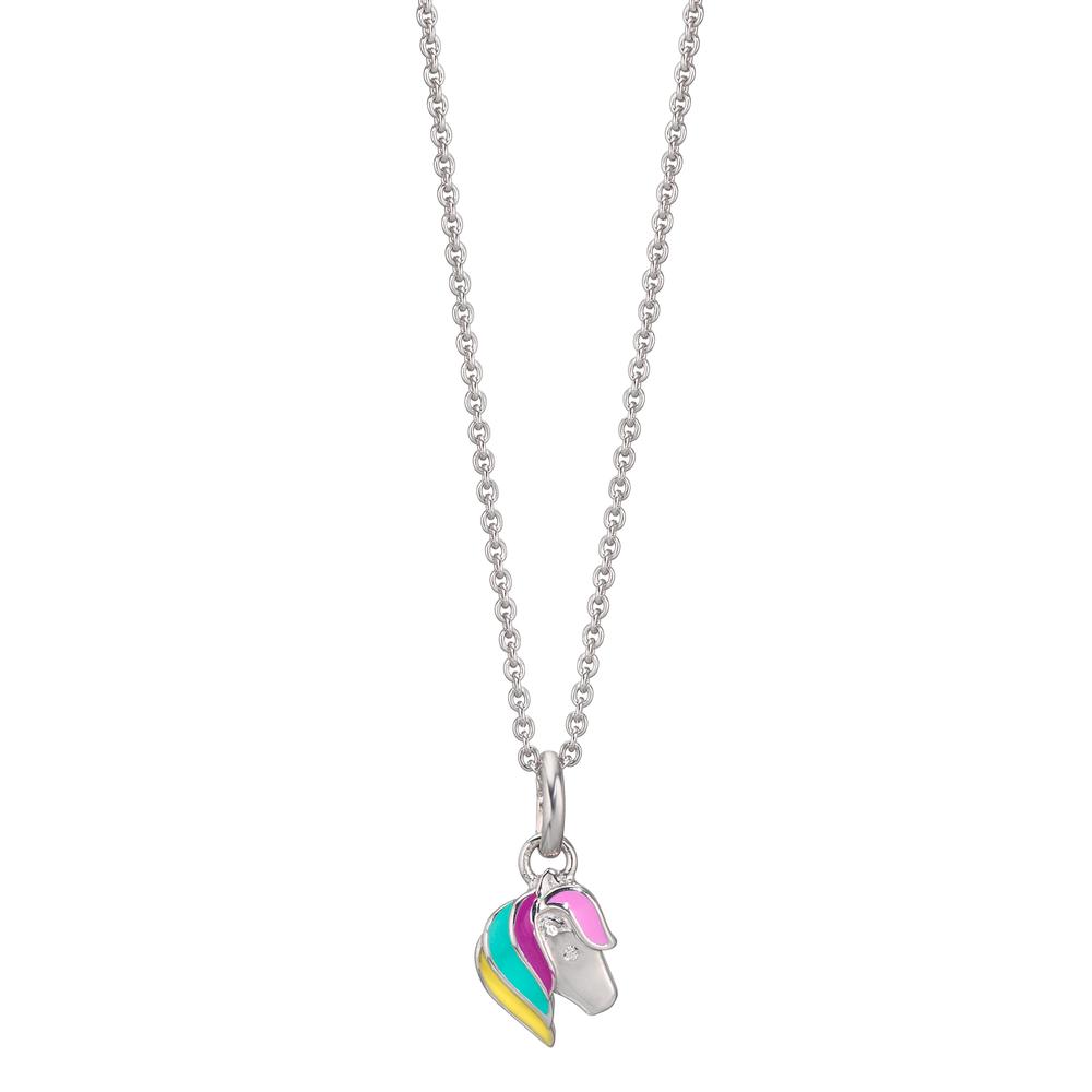 Chaînette avec pendentif Argent Zircone Rhodié Cheval 36-38 cm-610424