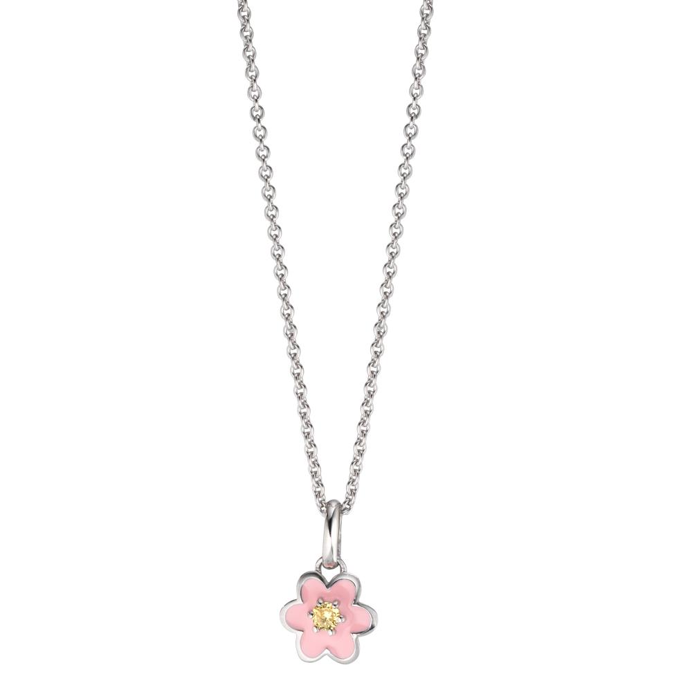 Chaînette avec pendentif Argent Zircone jaune Rhodié Fleur 36-38 cm-610427
