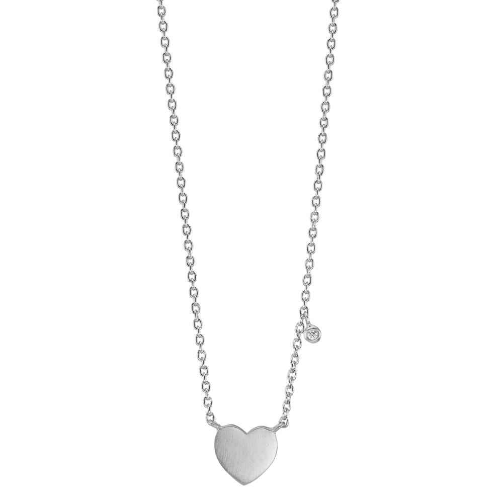 Collier Argent Zircone blanc Coeur 42-47 cm-610487